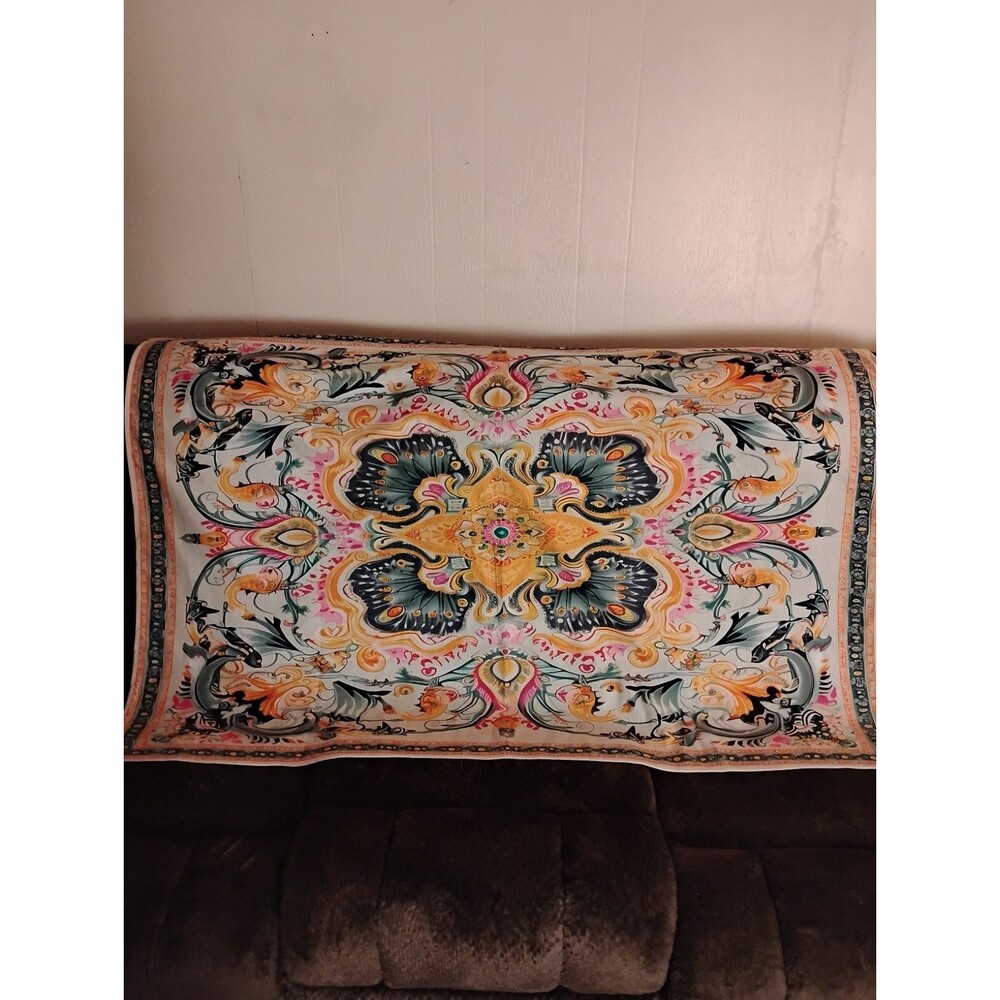 Mandala Tapestry Vibrant Teal Yellow Ornate Baroque Pattern Hippie Boho Decor